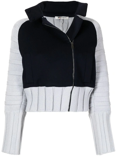 Ports 1961 Bomber Pullover Knit Jacket In Grey