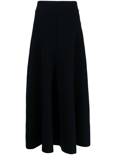 Pringle Of Scotland Fine-knit Midi Skirt In Indigo