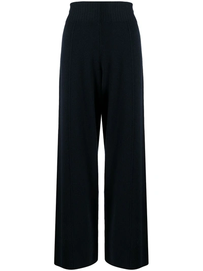 Pringle Of Scotland High-waist Wide-leg Knitted Trousers In Blue