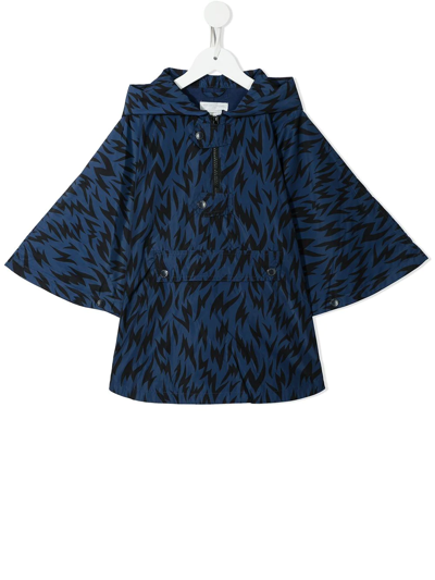 Stella Mccartney Kids' Doggy Fur Pullover Coat In Blue