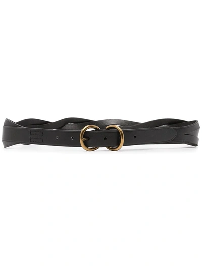 Polo Ralph Lauren Braided Leather Belt In Black