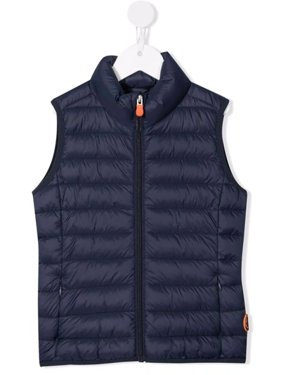 Save The Duck Kids' Zip-up Padded Gilet In Blue