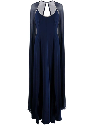 Jenny Packham The Spy Who Loved Me Cape Dress In Blue