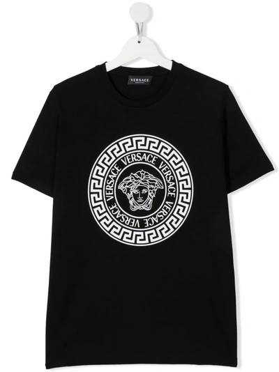 Versace Teen Medusa Logo T-shirt In Black