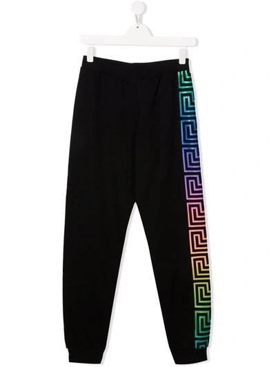 Versace Teen Logo Tracksuit Bottoms In Black