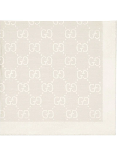 Gucci Patterned-jacquard Silk Scarf In White