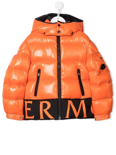 Moncler Kids' Pervin Logo-trim Padded Jacket In Orange