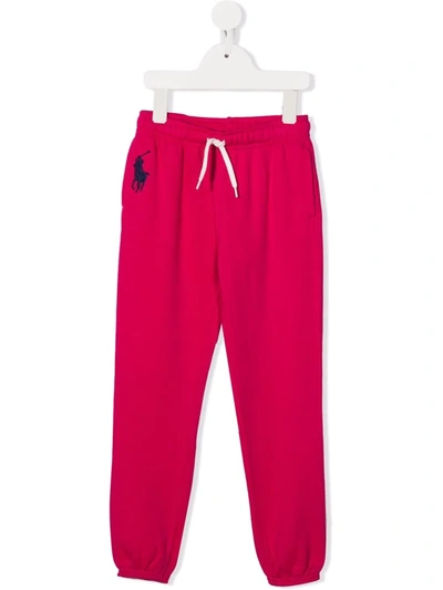 Ralph Lauren Kids' Embroidered-logo Track Pants In Pink