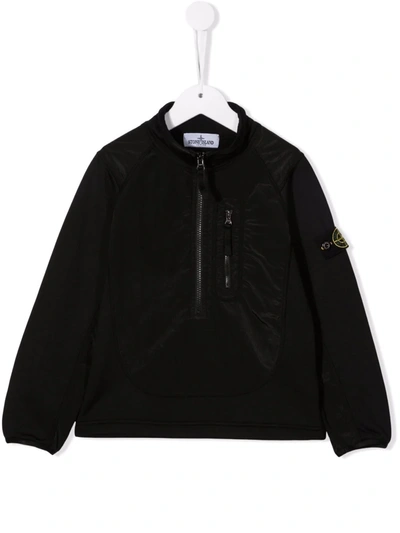 Stone Island Junior Kids' Logo-patch Pullover Sweatshirt In Black