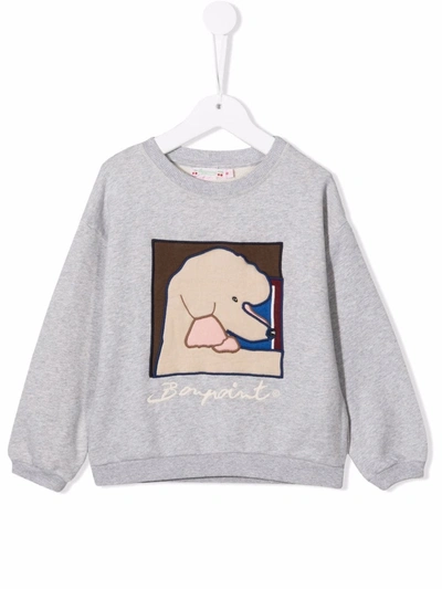 Bonpoint Kids' Logo-embroidered Cotton Sweatshirt In Grey