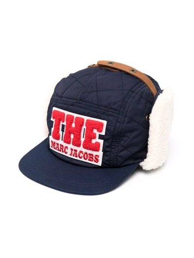 Marc Jacobs Kids' Logo-patch Diamond-quilt Hat In Blue