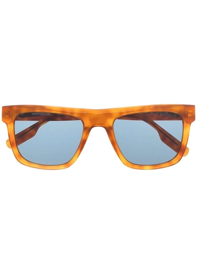 Montblanc Tortoiseshell-effect Square-frame Sunglasses
