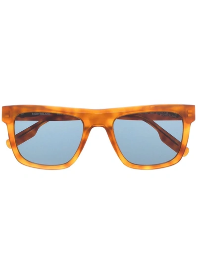 Montblanc Tortoiseshell-effect Square-frame Sunglasses In Brown