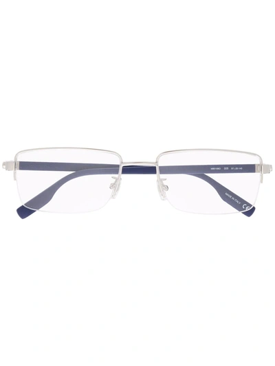 Montblanc Matte-effect Rectangle-frame Glasses In Silver