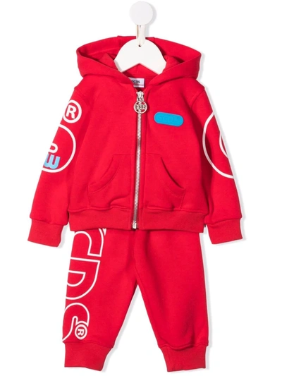 Gcds Babies' Logo-print Cotton Tracksuit Set In Red