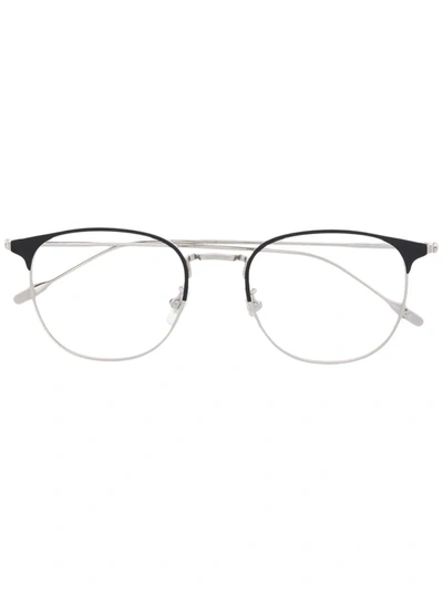 Montblanc Matte-effect Round-frame Glasses In Silver