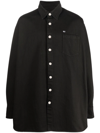 Raf Simons Oversized Logo Denim Shirt In Black