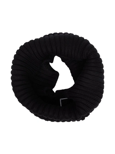 Stone Island Kids' Logo Patch Snood Scarf In Black