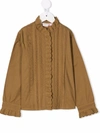 Bonpoint Ruffle-trim Longsleeved Blouse In Green