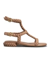 GIANVITO ROSSI BRAIDED NAP DUAL-ANKLE GLADIATOR SANDALS,PROD245680118