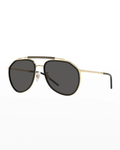 Dolce & Gabbana Men's Two-tone Aviator Sunglasses In Gold Black