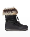Moon Boot Monaco Faux Fur-trimmed Shell And Faux Leather Snow Boots In Black