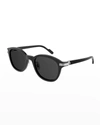 Cartier Men's Round Acetate Sunglasses In 005 Black