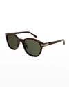 Cartier Men's Round Acetate Sunglasses In 006 Tortoiseshell