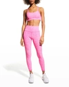Alo Yoga Alosoft High-rise 7/8 Stretch-knit Leggings In Neon Pink Heather