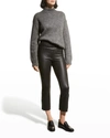 Sprwmn High-waist Flare-leg Cropped Leather Leggings In Black