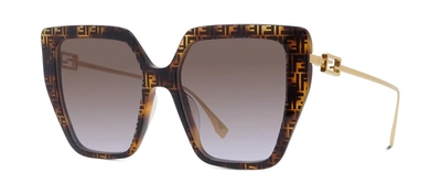 Fendi Fe40012u 55f Oversized Square Sunglasses In Brown