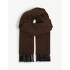 TOM FORD MENS BROWN LOGO-EMBROIDERED CASHMERE SCARF