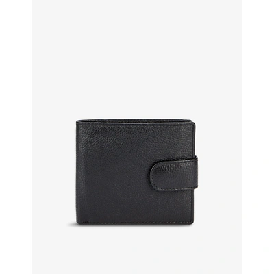 Dents Beauley Brand-embossed Press Stud Grained Leather Billfold Wallet In Black