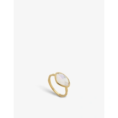 Monica Vinader Petal 18ct Recycled Yellow Gold-plated Vermeil Sterling-silver And Moonstone Ring In White