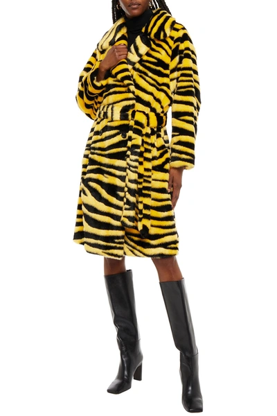 Stand Studio Belted Tiger-print Faux Fur Coat In Animal Print