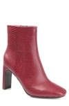 Journee Collection Sarla Lizard Embossed Block Heel Bootie In Wine