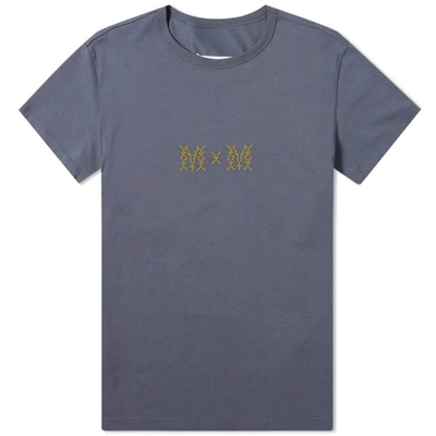 Maison Margiela Men's "mm" Crochet T-shirt Grey In Blue