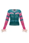 Andreeva California Sundown Handmade Knit Sweater With Feathers In Pink