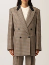 Stella Mccartney Meya Checked Double-breasted Blazer In Beige