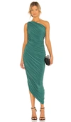 Norma Kamali Diana Jersey One-shoulder Dress In Mountain Green