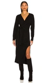 Simkhai Skyla Loungewear Knit Wrap Dress In Black