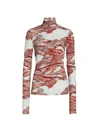 PROENZA SCHOULER SWIRL PRINT TURTLENECK TOP,400014635293
