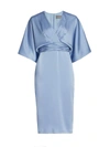 Theia Kimono-sleeve Satin Dress In Slate