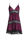 Kiki De Montparnasse Tiered Lace-trim Silk Slip In Merlot