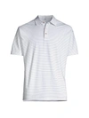 Peter Millar Crafty Striped Performance Polo Shirt In White Navy