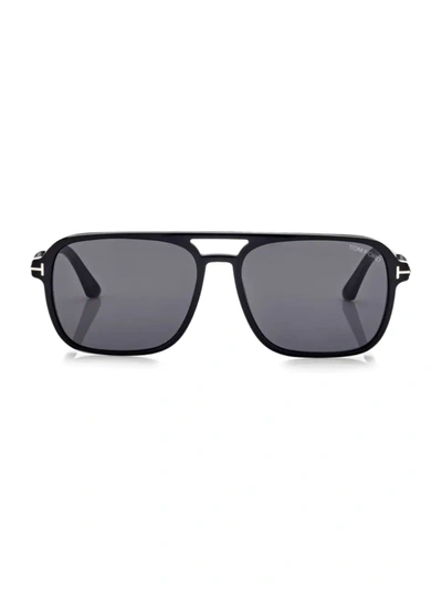 Tom Ford Men's Crosby 59mm Navigator Sunglasses In Shiny Black