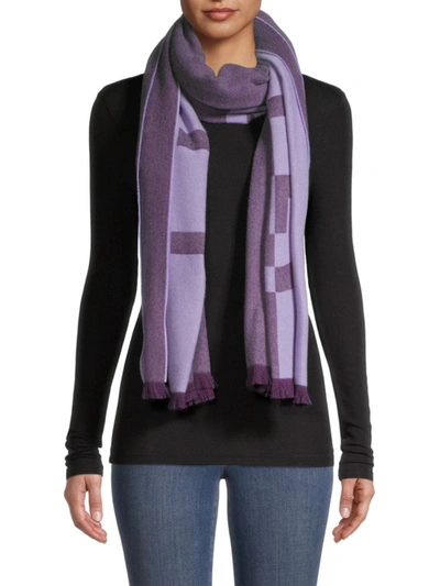 Givenchy Allover Logo Jacquard Wool & Cashmere Scarf In Dark Purple