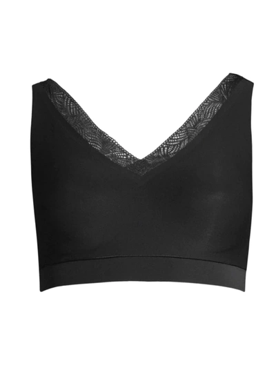 Chantelle Softstretch Lace-trim Padded Bra Top In Black