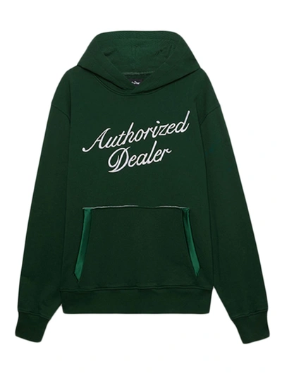 Just Don Embroidered Fleece Hoodie In Green