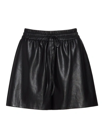Good American Better Than Leather Drawstring Waist Shorts In Black